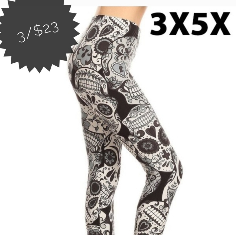3/$23 NEW SUGAR SKULLS BUTTERY SOFT LEGGINGS PANTS